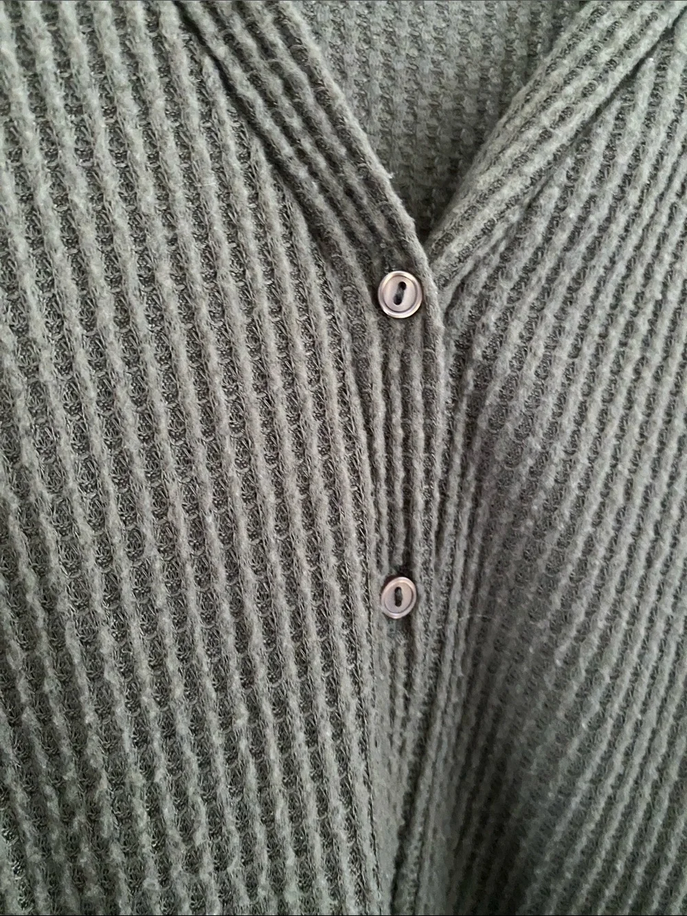 Gibsonlook Olive Ribbed V-Neck Button-Front Cardigan